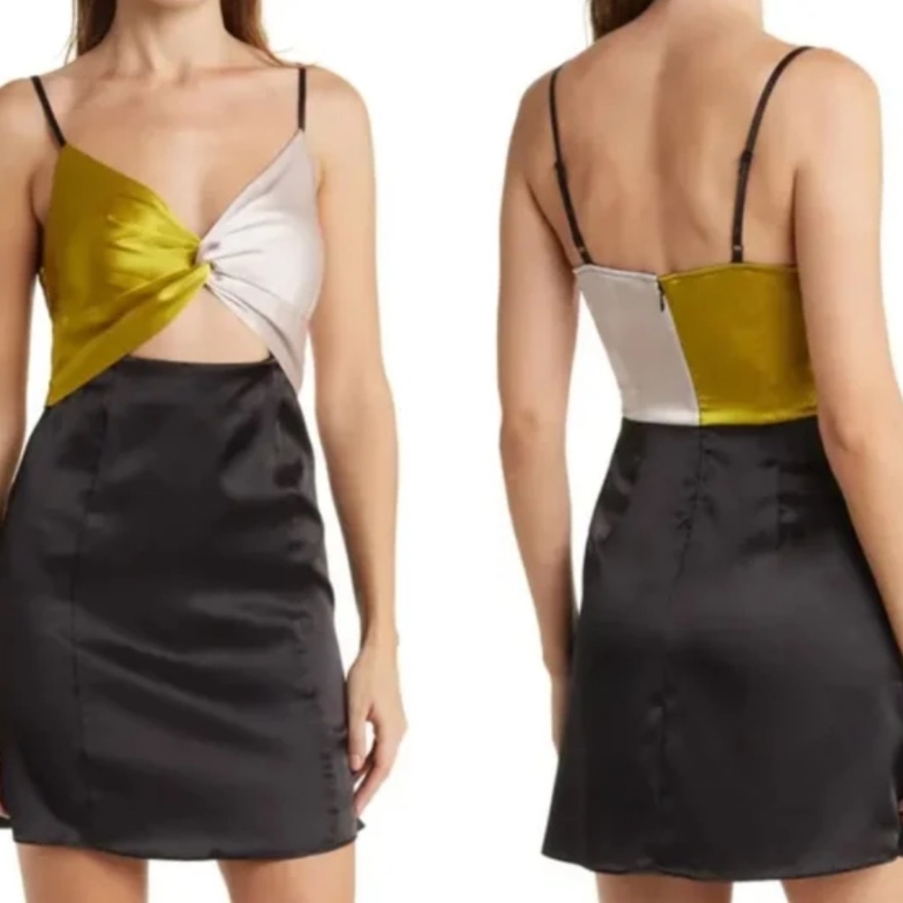 Top Shop Twist Color Block Satin Dress